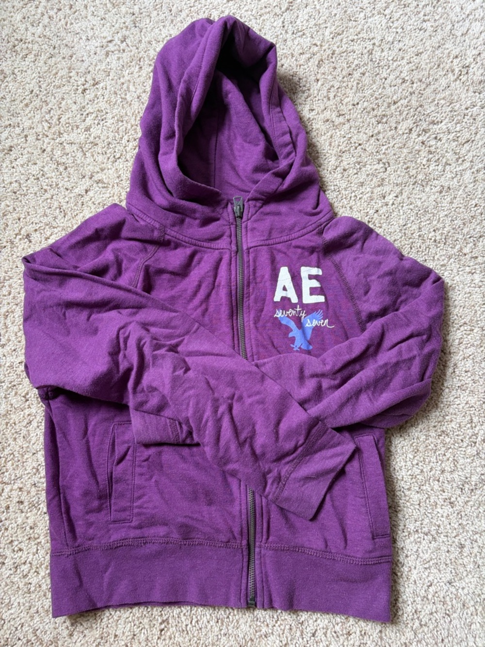 American Eagle Outfitters Maroon Zip-Up Hoodie